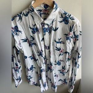 Club Monaco Men’s Floral pattern shirt Slim Fit Large